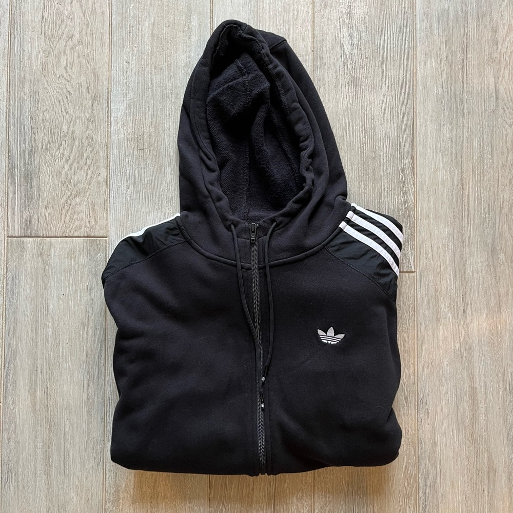 Adidas Vintage Logo Full-Zip Black Hoodie